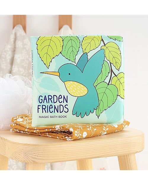 A Little Lovely Company Gioco Libro da Bagno - Garden Friends - Si Colora al Contatto con l'Acqua! Giochi Bagno