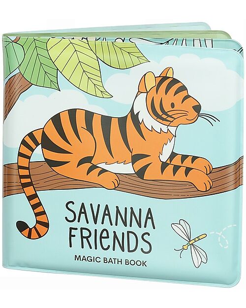 A Little Lovely Company Gioco Libro da Bagno - Savanna friends - Si Colora al Contatto con l'Acqua! Giochi Bagno