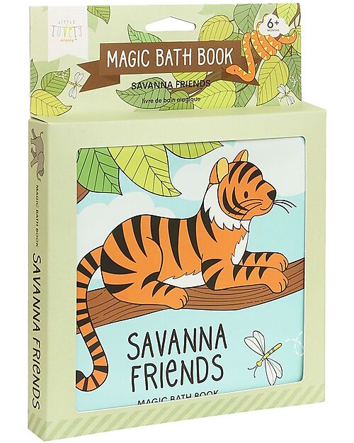 A Little Lovely Company Gioco Libro da Bagno - Savanna friends - Si Colora al Contatto con l'Acqua! Giochi Bagno