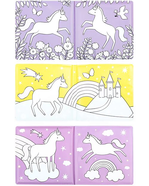A Little Lovely Company Gioco Libro da Bagno - Unicorn Dreams - Si Colora al Contatto con l'Acqua! Giochi Bagno