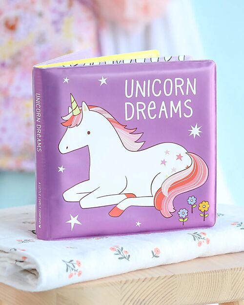 A Little Lovely Company Gioco Libro da Bagno - Unicorn Dreams - Si Colora al Contatto con l'Acqua! Giochi Bagno