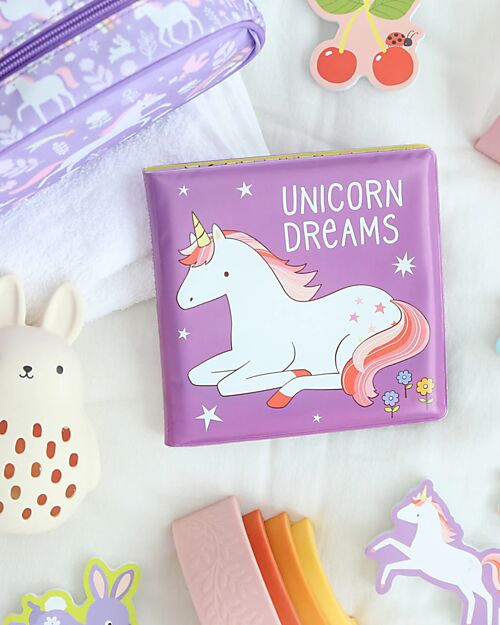 A Little Lovely Company Gioco Libro da Bagno - Unicorn Dreams - Si Colora al Contatto con l'Acqua! Giochi Bagno