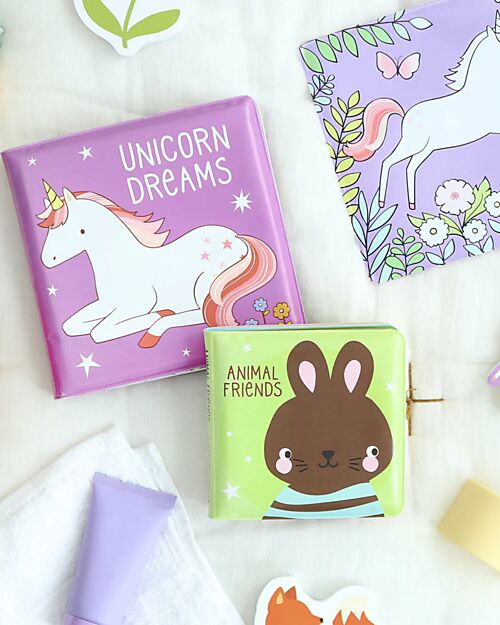 A Little Lovely Company Gioco Libro da Bagno - Unicorn Dreams - Si Colora al Contatto con l'Acqua! Giochi Bagno