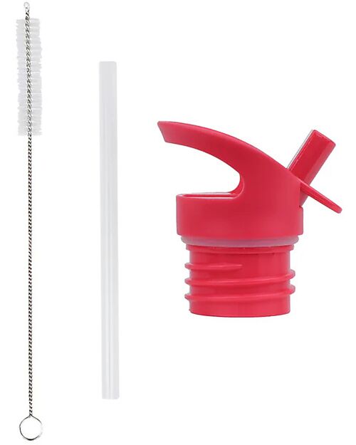 A Little Lovely Company Kit Tappo Cannuccia e Scovolino - Ciliegie Felici Accessori Borracce