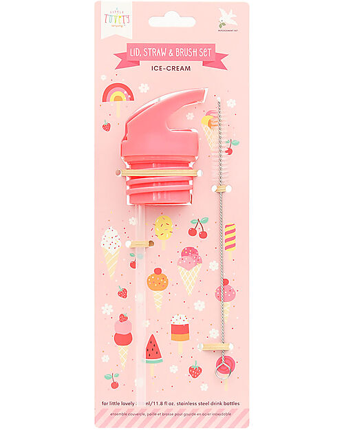 A Little Lovely Company Kit Tappo Cannuccia e Scovolino - Gelati Accessori Borracce