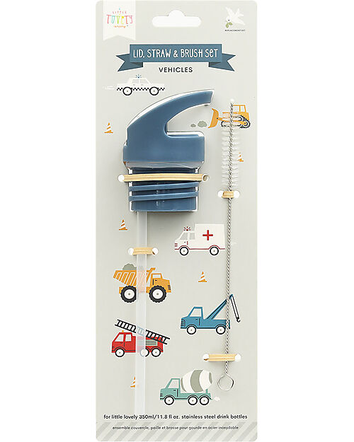 A Little Lovely Company Kit Tappo Cannuccia e Scovolino - Veicoli Accessori Borracce