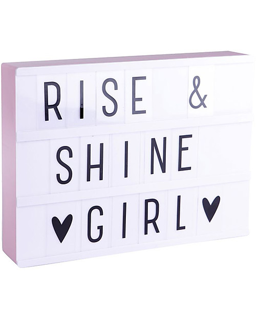 A Little Lovely Company Lightbox A4 con Alimentatore + 85 Lettere, Rosa Lampade da Comodino