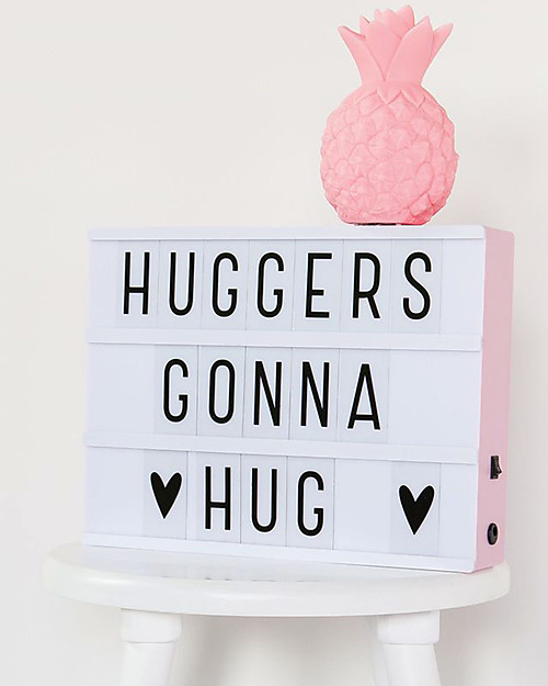A Little Lovely Company Lightbox A4 con Alimentatore + 85 Lettere, Rosa Lampade da Comodino