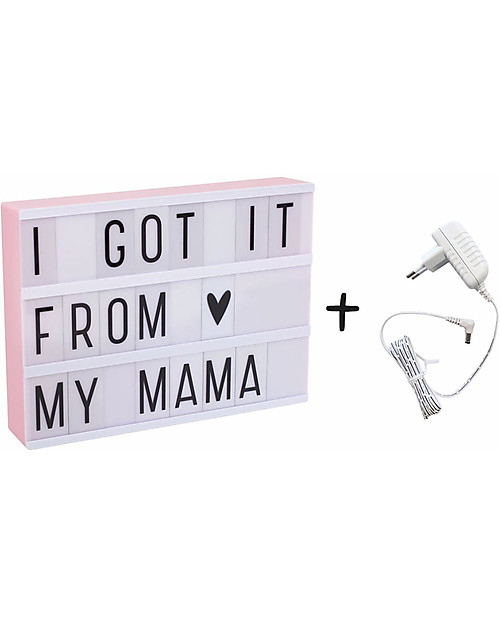 A Little Lovely Company Lightbox A4 con Alimentatore + 85 Lettere, Rosa Lampade da Comodino