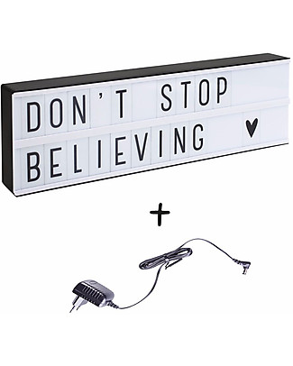 A Little Lovely Company Lightbox A5 Long con Alimentatore + 124 Lettere, Nero Lampade Comodino