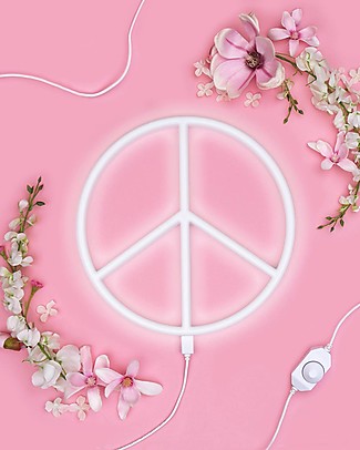 A Little Lovely Company Luce a Neon, LED, Segno della Pace - Bianco Lampade Da Parete