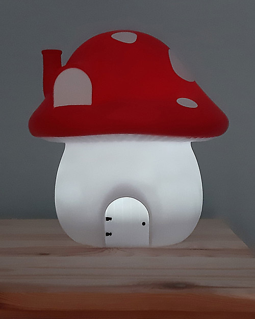 A Little Lovely Company Luce da Notte LED, Casetta Fungo con adesivi - Rosso Lampade da Comodino