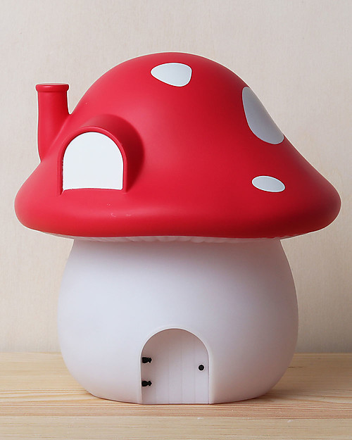 A Little Lovely Company Luce da Notte LED, Casetta Fungo con adesivi - Rosso Lampade da Comodino