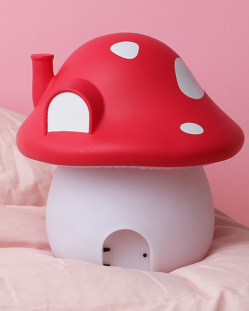 A Little Lovely Company Luce da Notte LED, Casetta Fungo con adesivi - Rosso Lampade da Comodino