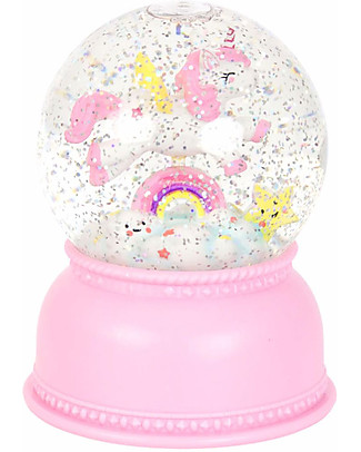 A Little Lovely Company Luce Grande LED, Palla di Neve, Unicorno - Rosa Lampade Comodino