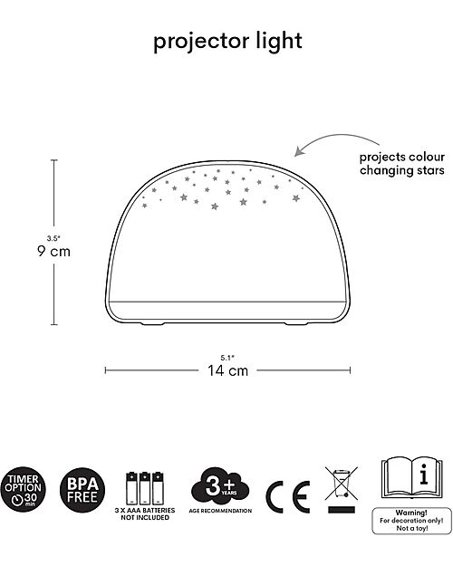 A Little Lovely Company Luce LED Proiettore - Ciliegie - Stelle Lampade da Notte