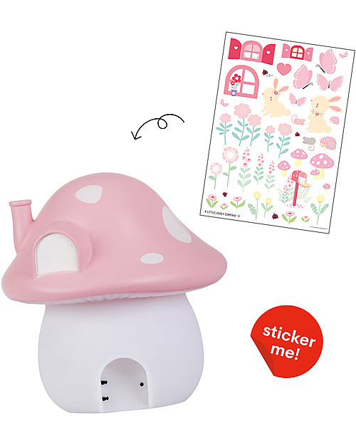 A Little Lovely Company Luce Piccola LED,  Funghetto Rosa Lampade da Comodino