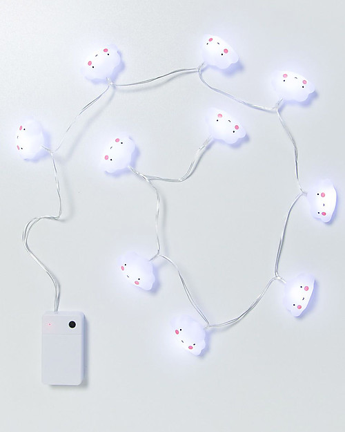 A Little Lovely Company Lucine LED a Ghirlanda, Nuvolette - Bianco Lampade da Parete