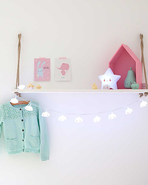 A Little Lovely Company Lucine LED a Ghirlanda, Nuvolette - Bianco Lampade da Parete