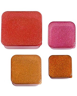 A Little Lovely Company Lunch & Snack Box Set - Glitter - Autumn Pink Snack and Formula Containers