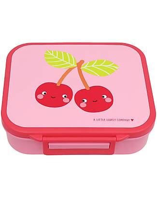 A Little Lovely Company Lunch Box 3 Compartments - Happy Cherries - 17 x 5 x 18 cm Snack Boxes