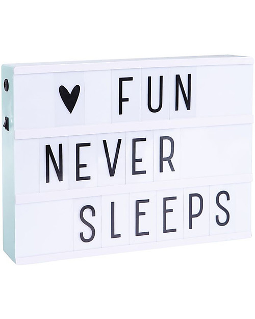 A Little Lovely Company NUOVO MODELLO! Lightbox A4, Menta, con Alimentatore + 85 Lettere Lampade da Comodino