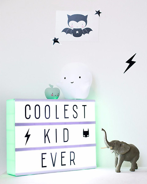 A Little Lovely Company NUOVO MODELLO! Lightbox A4, Menta, con Alimentatore + 85 Lettere Lampade da Comodino