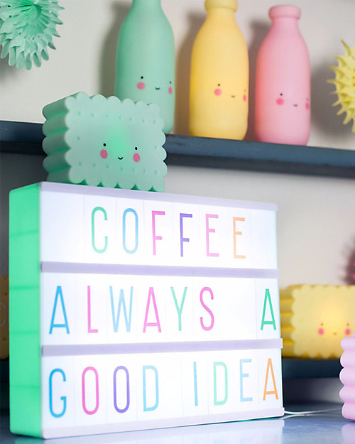 A Little Lovely Company NUOVO MODELLO! Lightbox A4, Menta, con Alimentatore + 85 Lettere Lampade da Comodino