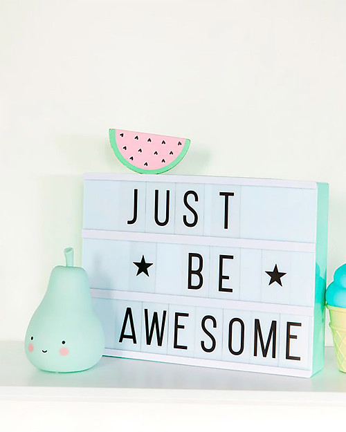 A Little Lovely Company NUOVO MODELLO! Lightbox A4, Menta, con Alimentatore + 85 Lettere Lampade da Comodino