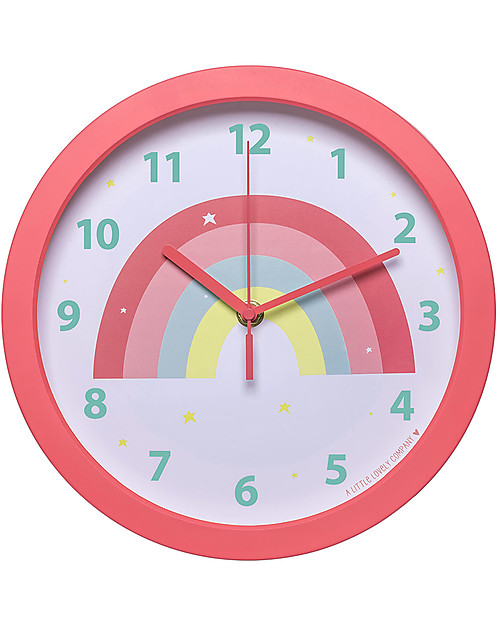 A Little Lovely Company Orologio Arcobaleno, Rosa - Con i numeri! Decorazioni da Parete
