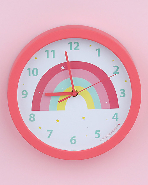 A Little Lovely Company Orologio Arcobaleno, Rosa - Con i numeri! Decorazioni da Parete