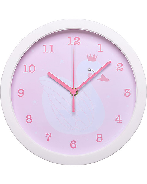 A Little Lovely Company Orologio Cigno, Bianco e Rosa - Con i numeri! Decorazioni da Parete