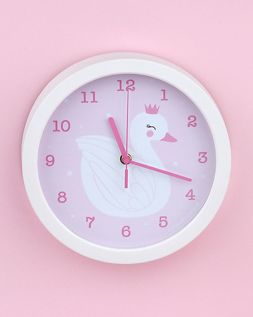 A Little Lovely Company Orologio Cigno, Bianco e Rosa - Con i numeri! Decorazioni da Parete