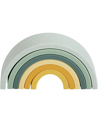A Little Lovely Company OUTLET - Arcobaleno Impilabile in Silicone Alimentare - Verde - Pezzo di Showroom Giochi per Neonati_