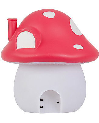 A Little Lovely Company OUTLET Luce da Notte LED, Casetta Fungo con adesivi - Rosso - Pezzo di Showroom Lampade Comodino