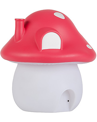 A Little Lovely Company OUTLET Luce da Notte LED, Casetta Fungo con adesivi - Rosso - Pezzo di Showroom Lampade Comodino