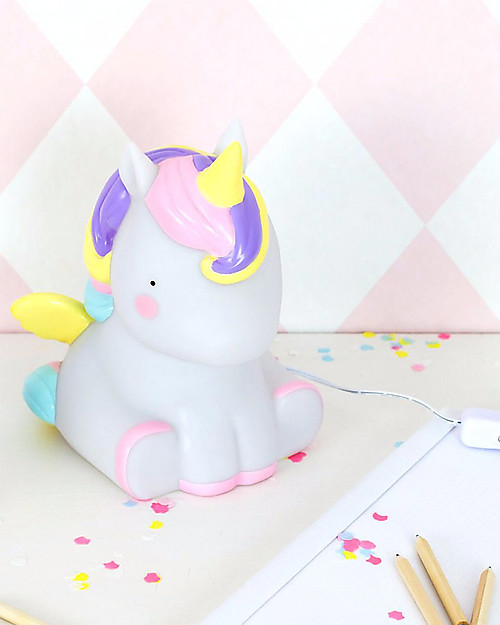 A Little Lovely Company OUTLET Luce Grande LED, Unicorno - Bianco e Rosa - Pezzo di Showroom Lampade da Comodino