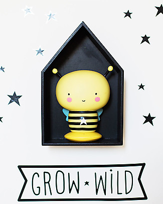 A Little Lovely Company OUTLET Luce Notte Ricaricabile, Ape - Giallo e Nero - Pezzo di Showroom Lampade Comodino
