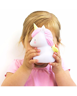 A Little Lovely Company OUTLET Luce Piccola LED, Unicorno - Bianco e Rosa - Pezzo di Showroom Lampade Comodino