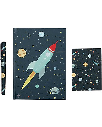 A Little Lovely Company Piccolo Set da Scrivania, Spazio (Quaderno, Notebook, Penna) null