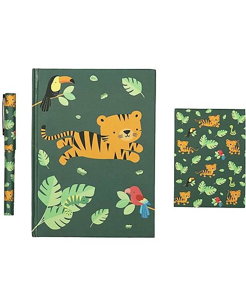 A Little Lovely Company Piccolo Set da Scrivania, Tigre (Quaderno, Notebook, Penna) Giochi Creativi