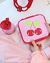 A Little Lovely Company Porta Pranzo 3 Scomparti - Ciliegie Felici - 17 x 5 x 18 cm Porta Merenda