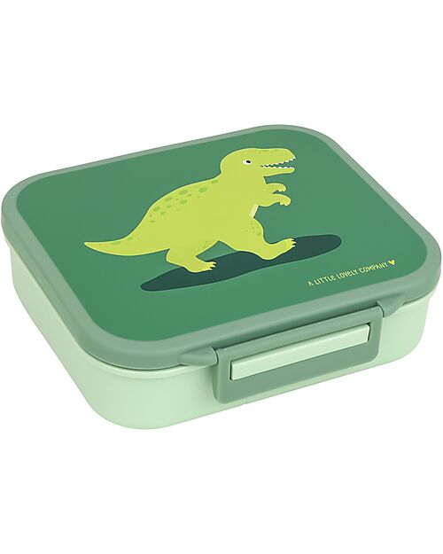 A Little Lovely Company Porta Pranzo 3 Scomparti - Dinosauro - 17 x 5 x 18 cm Porta Merenda