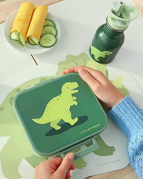 A Little Lovely Company Porta Pranzo 3 Scomparti - Dinosauro - 17 x 5 x 18 cm Porta Merenda