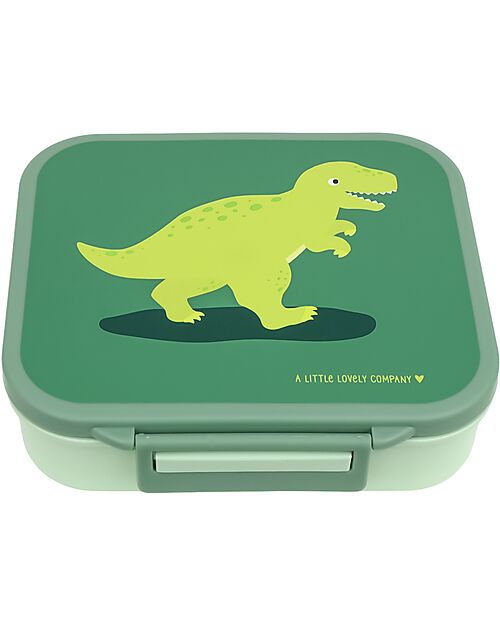 A Little Lovely Company Porta Pranzo 3 Scomparti - Dinosauro - 17 x 5 x 18 cm Porta Merenda