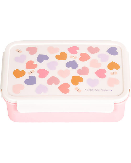 A Little Lovely Company Porta Pranzo Bento - Cuori - Scomparti Estraibili Porta Merenda