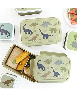 A Little Lovely Company Porta Pranzo Bento - Dinosauri - con Scomparti Estraibili Porta Merenda