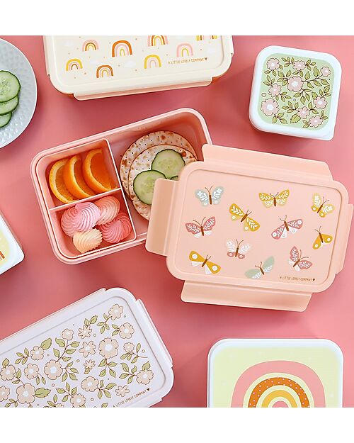 A Little Lovely Company Porta Pranzo Bento - Farfalle - Scomparti Estraibili Porta Merenda