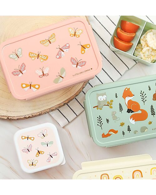 A Little Lovely Company Porta Pranzo Bento - Farfalle - Scomparti Estraibili Porta Merenda