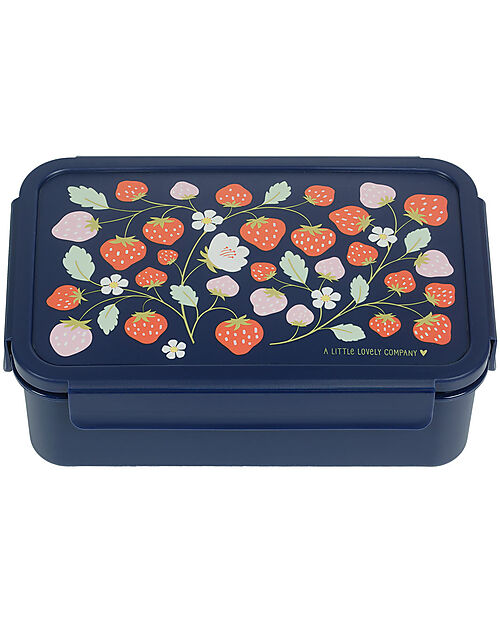 A Little Lovely Company Porta Pranzo Bento - Fragole - con Scomparti Estraibili Porta Merenda